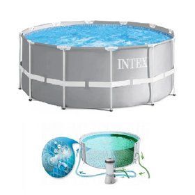 Круглый каркасный бассейн Intex 26706SC  Metal Frame Pool (305х99 см) + насос