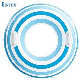 Надувной круг Intex 59256-4 (91 см) с ручками "Полосатик" Голубой