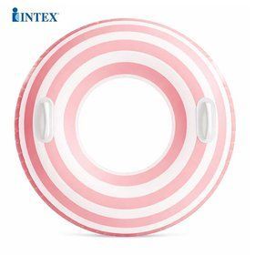 Надувной круг Intex 59256-4 (91 см) с ручками "Полосатик" Розовый