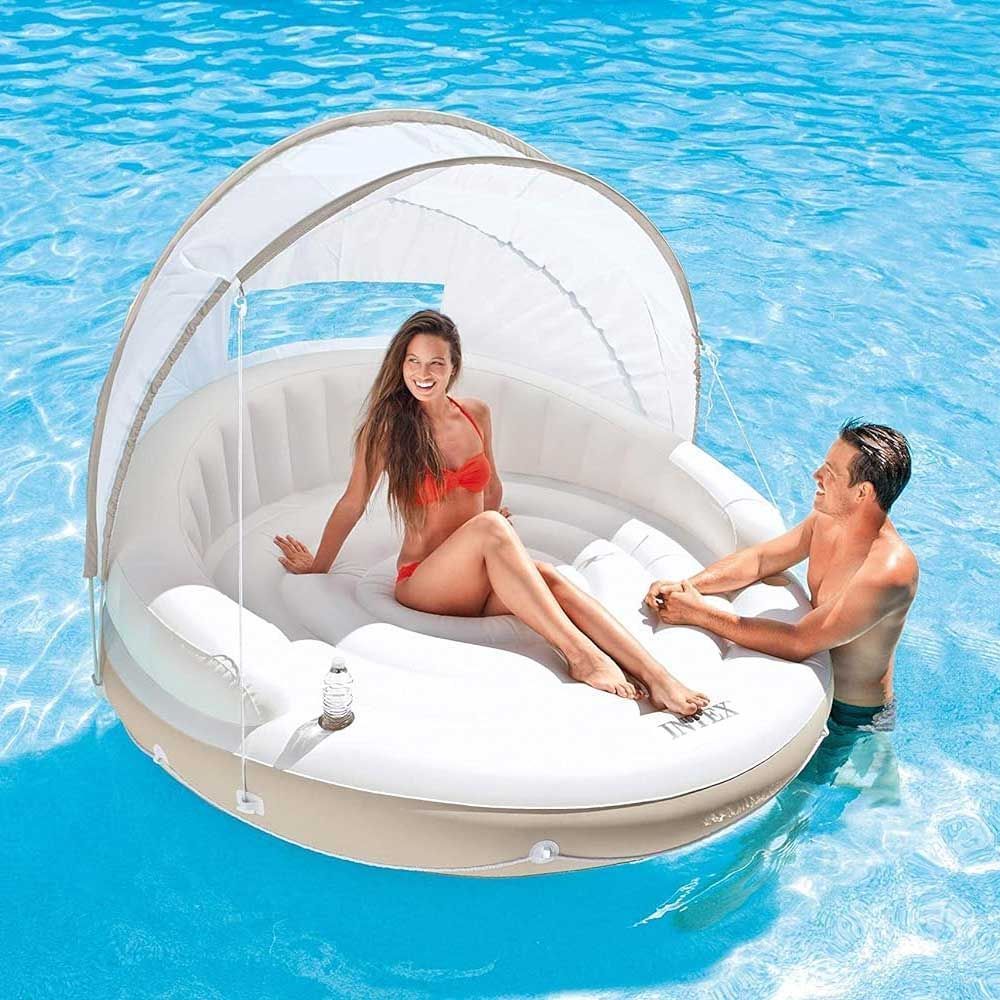 Надувной круг-шезлонг с навесом Intex 58292 (199х150 см) Белый