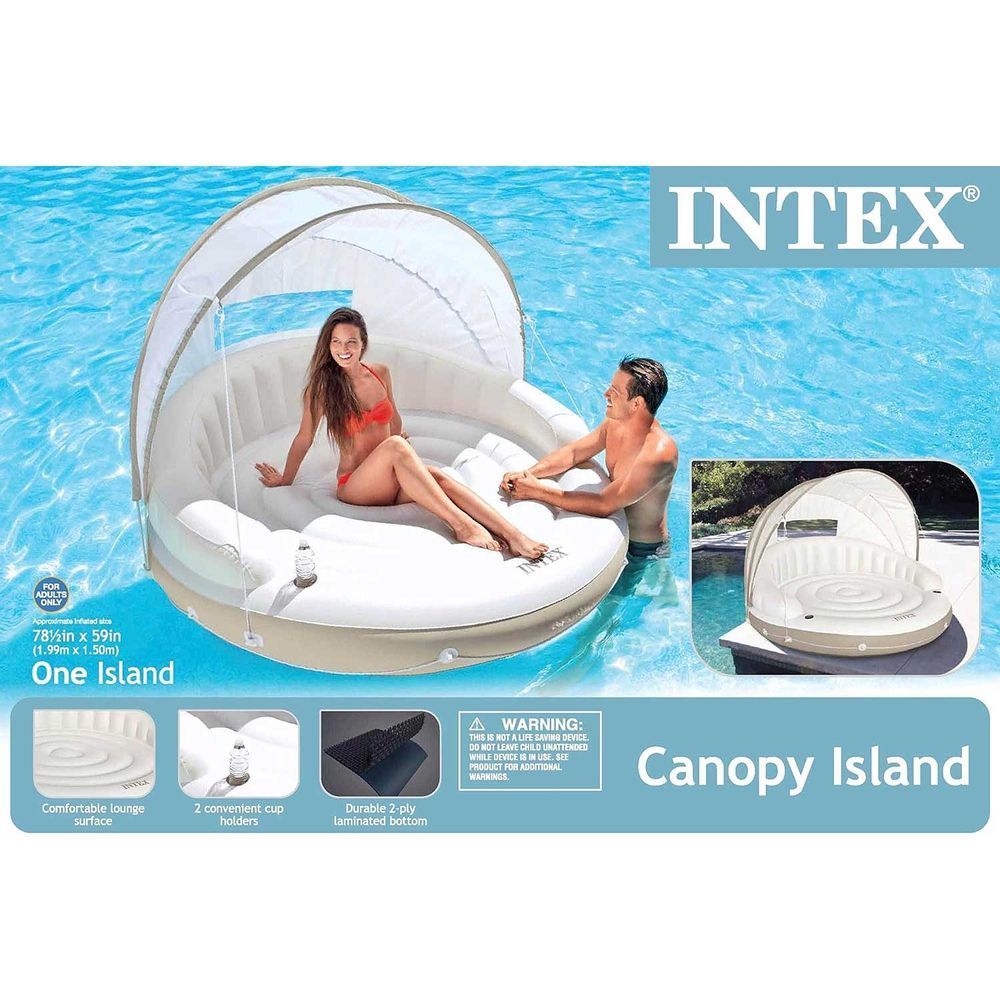 Надувной круг-шезлонг с навесом Intex 58292 (199х150 см) Белый