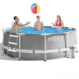 Круглый каркасный бассейн Intex 26706 Metal Frame Pool (305х99 см) + насос + лестница