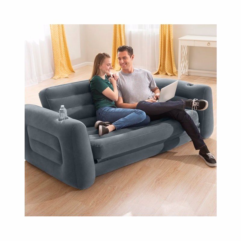 Надувной диван-трансформер Intex 66552 (203х224х66 см) Серый Pull-Out Sofa