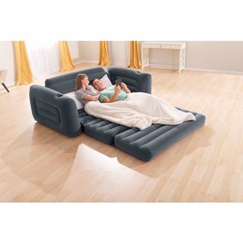 Надувной диван-трансформер Intex 66552 (203х224х66 см) Серый Pull-Out Sofa