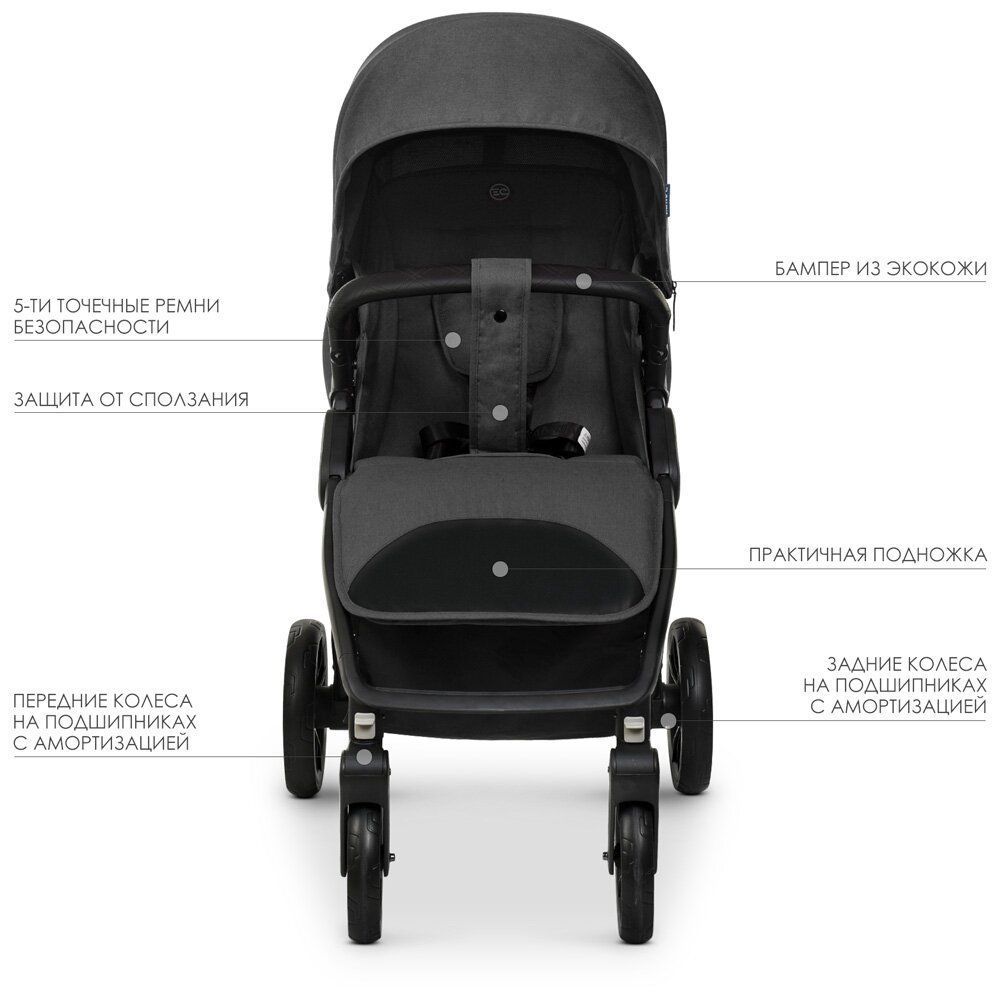 Коляска детская ME 1053-2 DYNAMIC DARK GRAY темно-серый