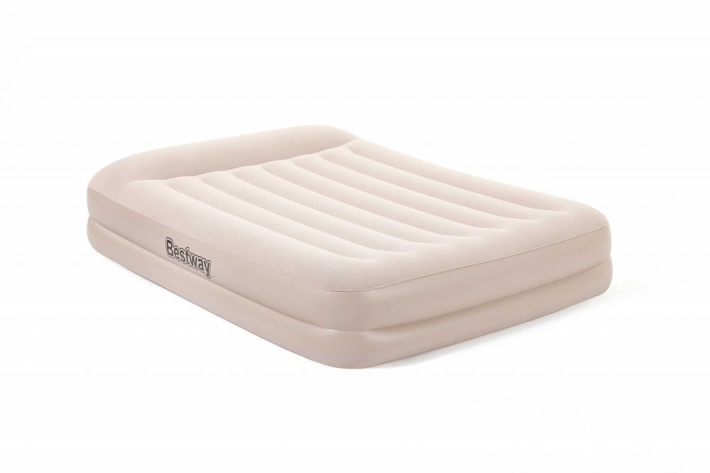 Двуспальная надувная кровать Bestway 67696 + встроенный электронасос 220V Premium Airbed (152x203x42 см) Бежевый