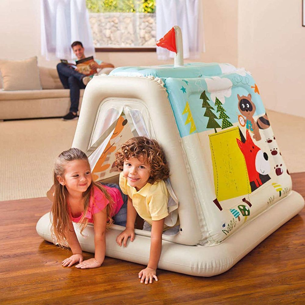 Надувной игровой центр-домик Intex 48634 (127 x 112 x 116 см) Звериный Лагерь