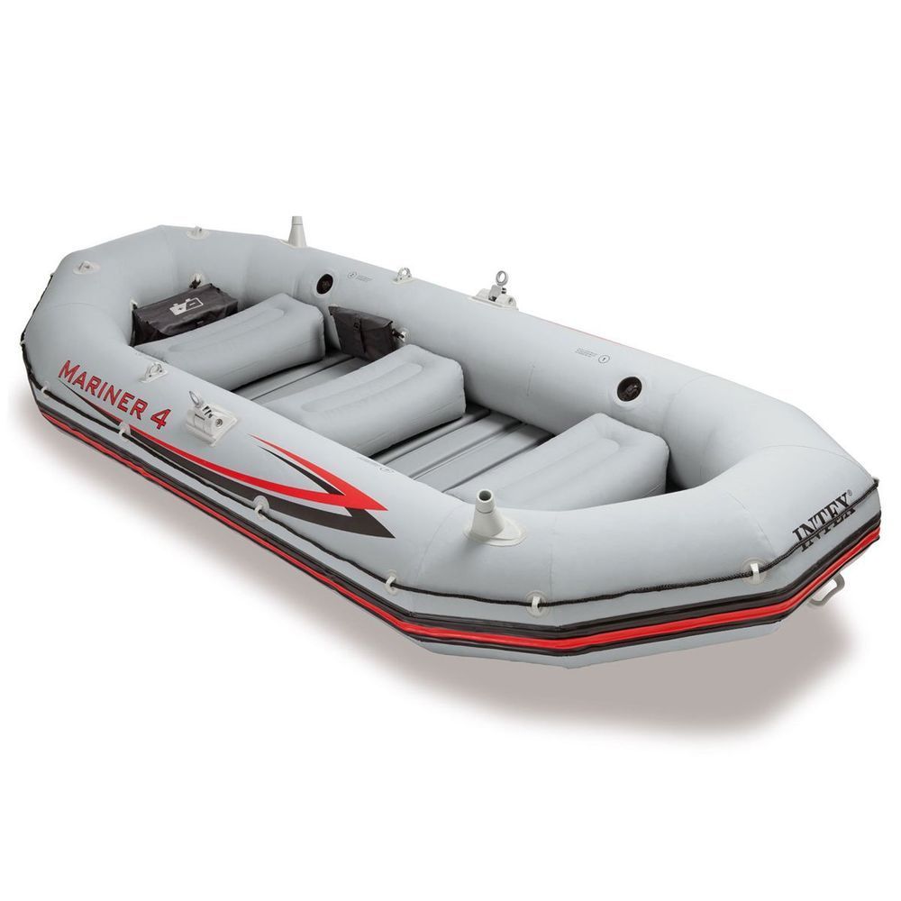 Четырехместная надувная лодка Intex 68376 (328 x 145 x 48 см) Mariner 4 Set + Алюминиевые весла и ручной насос