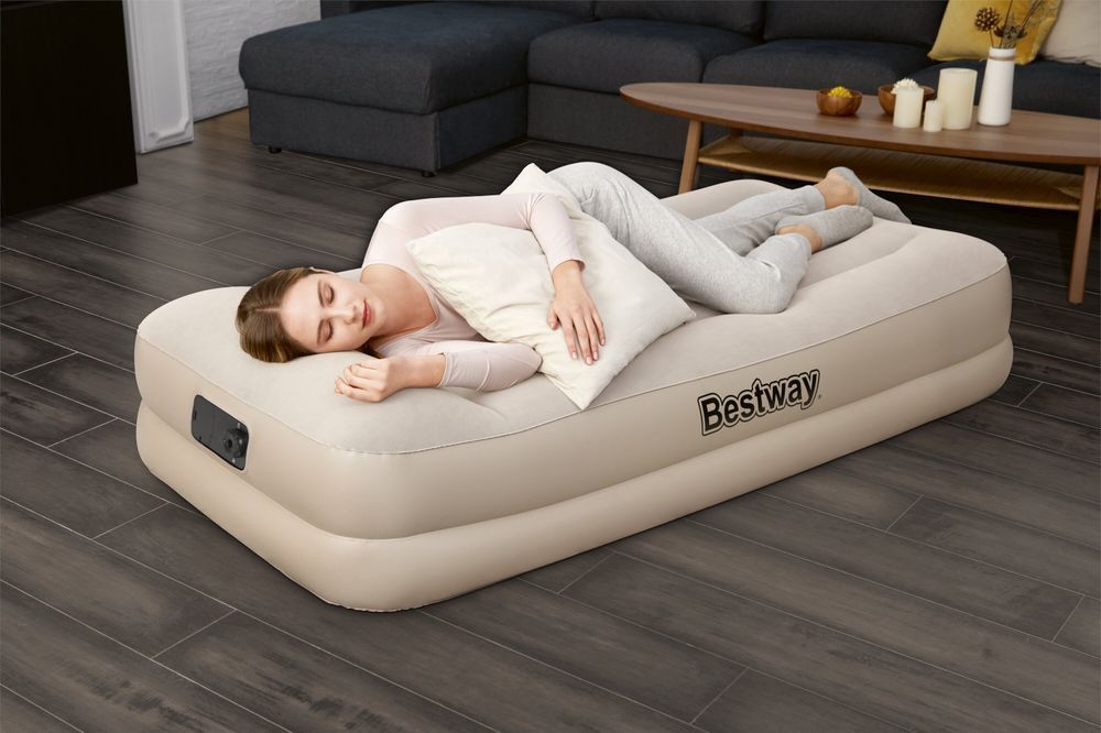 Надувная кровать Bestway 67694 Tritech Airbed (191х97х42 см)  с подголовником, встроенный электронасос Бежевый