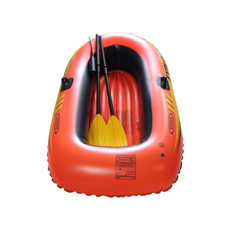 Двухместная надувная лодка Intex 58331 (185 x 94 x 41 см) Explorer 200 Set + Пластиковые весла и мини ручной насос
