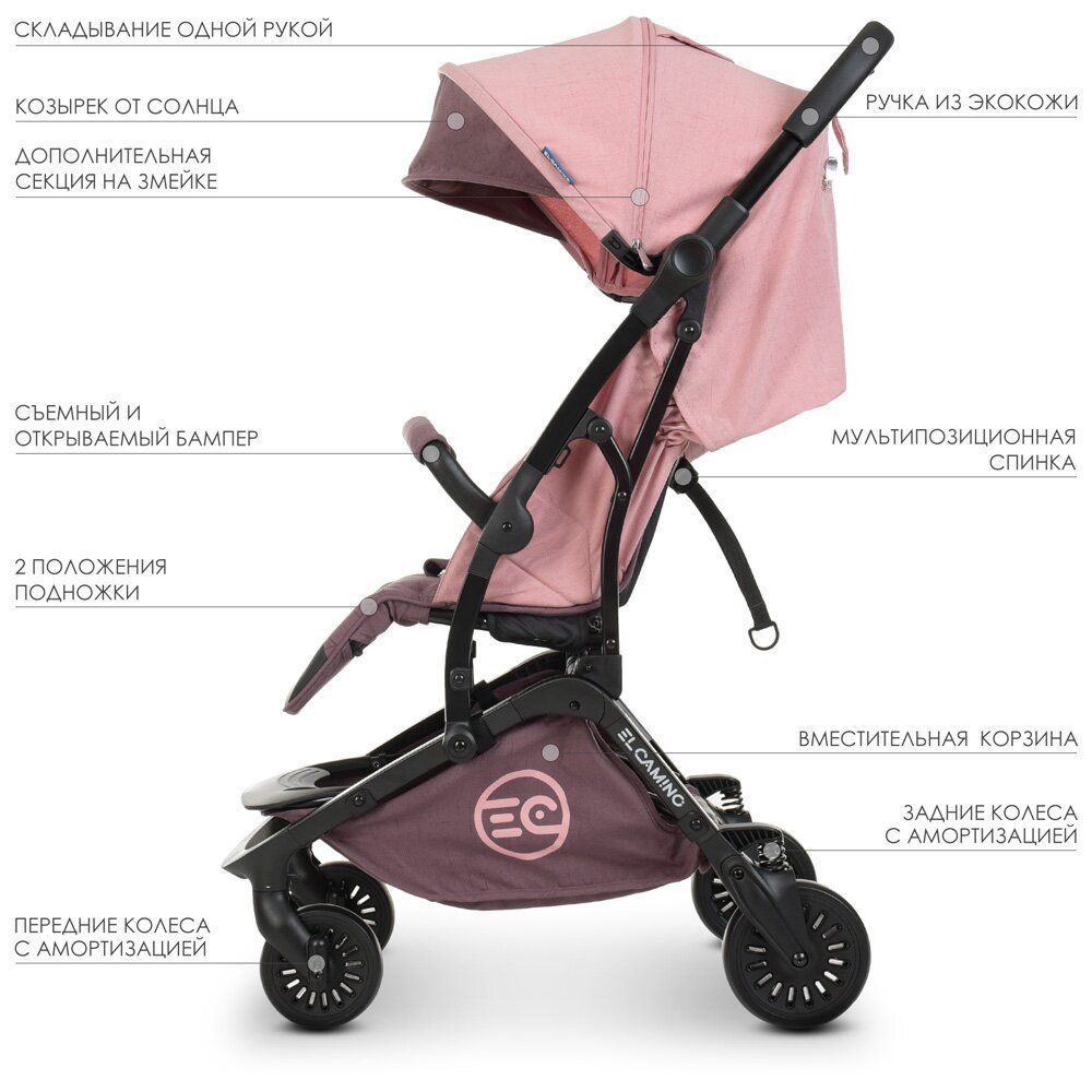Коляска детская ME 1040L ZIGZAG Dust Pink розовый