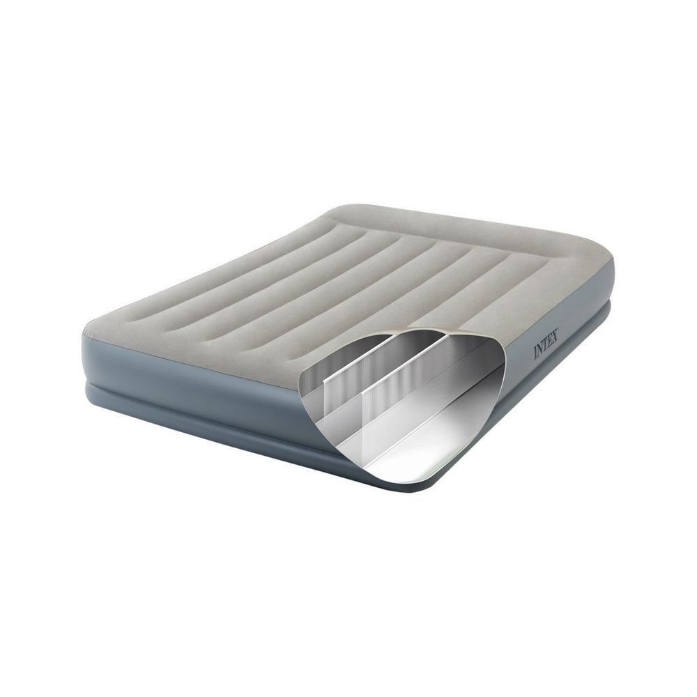 Двуспальная надувная кровать Intex 64118 (1.52 x 2.03 x 30 см) Pillow Rest Mid-Rise Airbed + Встроенный электронасос 220В