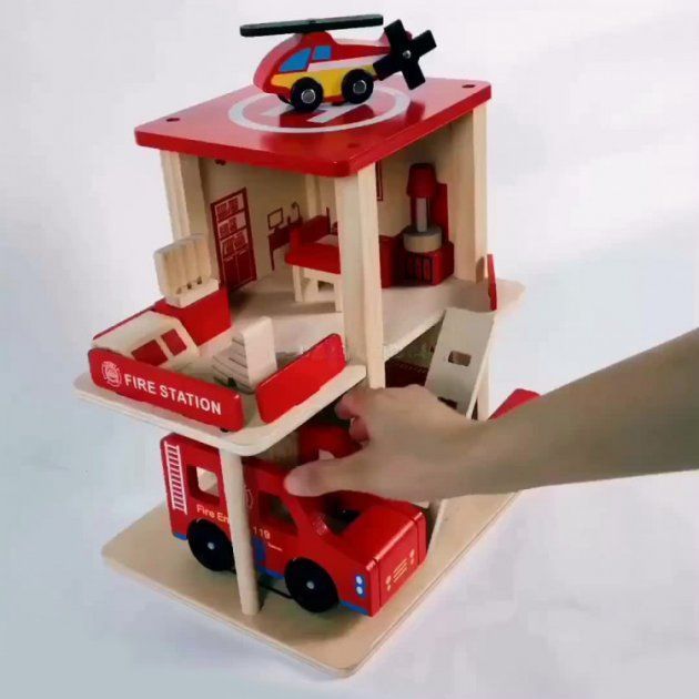 Деревянная игрушка Гараж MD 1059-2 Пожарная станция