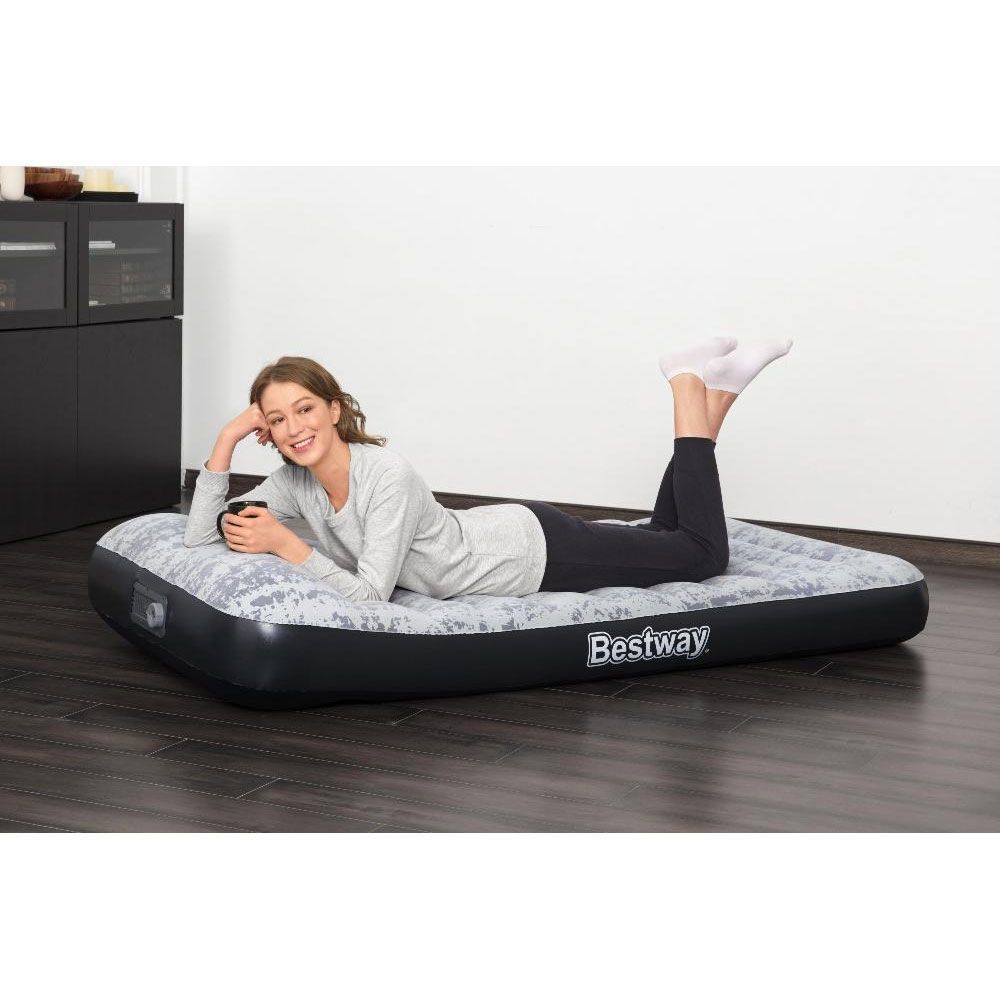 Односпальный надувной матрас Bestway 67834 (188 x 99 x 30 см) Fashion Flock с подголовником, встр.насос 220В, до 150кг