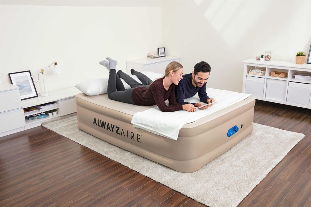 Надувная кровать двуспальная Bestway 69054 Alwayzaire Fortech (203х152х51см) встроенный электронасос 220В с автоподкачкой