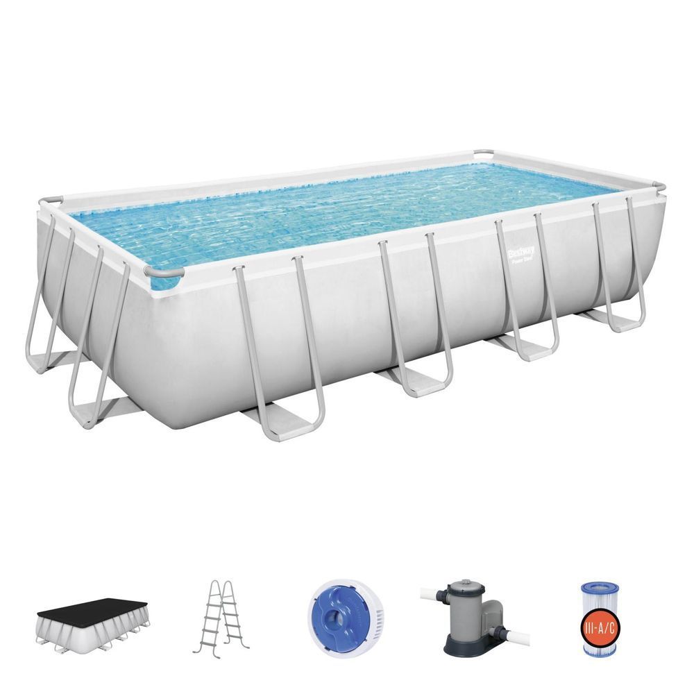 Прямоугольный каркасный бассейн Bestway 56465 Power Steel Frame Pool (549х274х122 см)