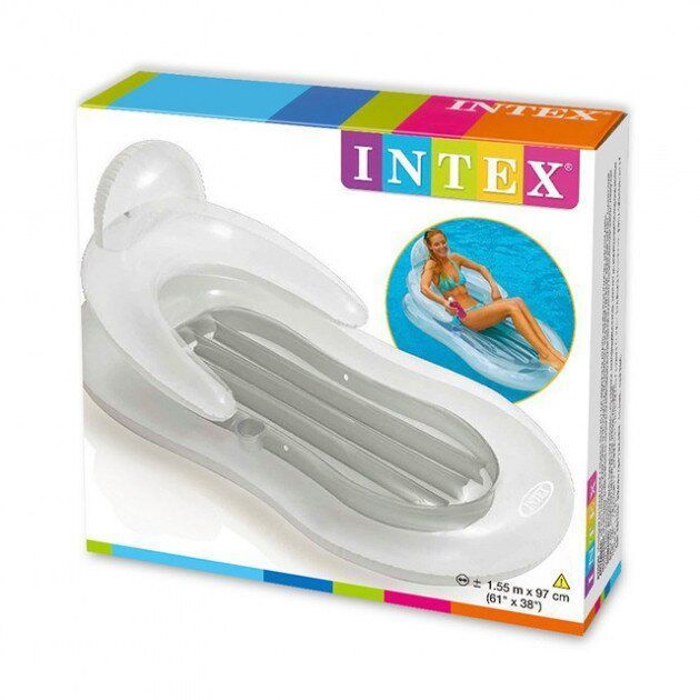 Надувное кресло шезлонг Intex 58857 (155x97 см) Серый