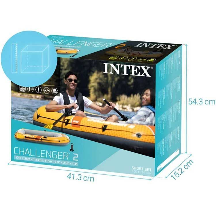 Двухместная надувная лодка Intex 66312 (236 х 114 х 41 см) Challenger 2 Set + Пластиковые весла и ручной насос
