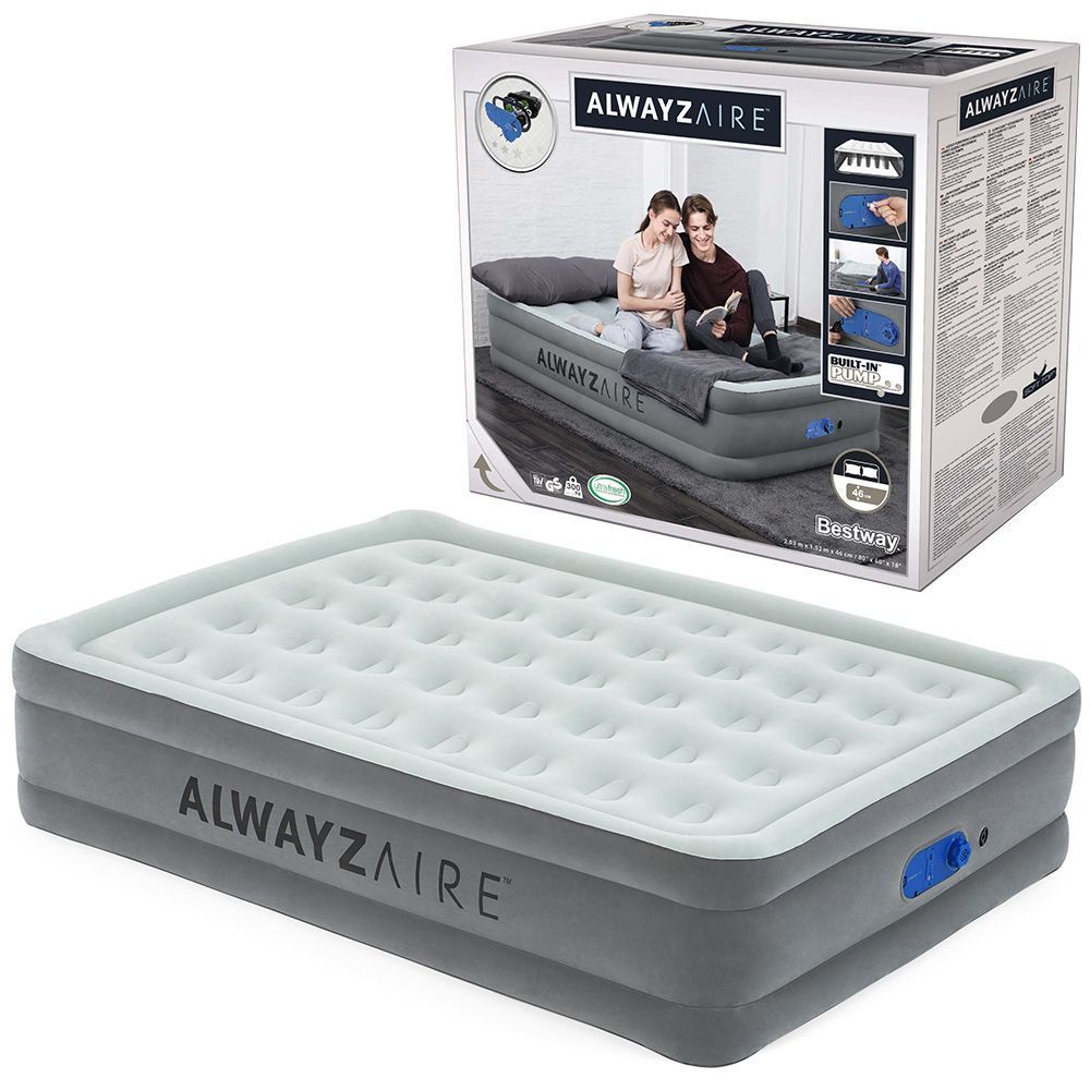 Надувная кровать Bestway 67624 152х203х46см "AlwayzAire" встр.насос 220В с автоподкачкой, до 300кг