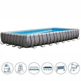 Каркасный бассейн Intex 26378 (975х488х132 см) с насосом Ultra Frame Серый