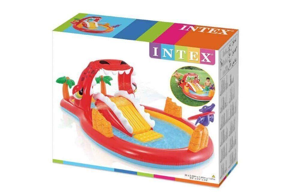 Надувной игровой центр Intex 57160 Веселый Дино (259х165х107 см) Красный